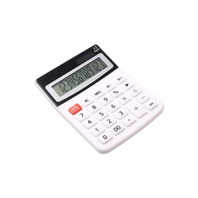 Plastic White Office Desk Top Solaire Battery Calculatrice Big Display 12 Digits