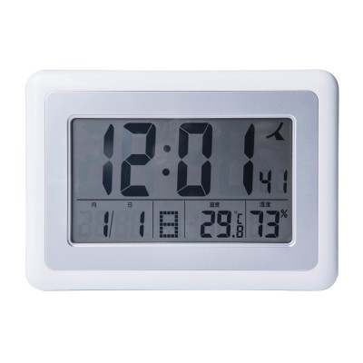 Grey Color Big Clock Made in China Time Clock in Bedroom with Temperature and Humidity Display