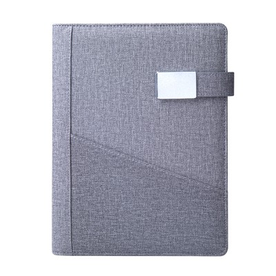 Personalized PU A5 Size Diary Notebook with Power Bank and USB Flash Drive