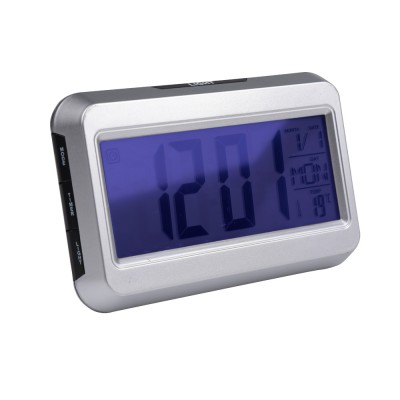 Novel Design Battery Operated Lighted Normal Size LED Light Touch Sensor Multifunction LCD Calendar Temperature Clock