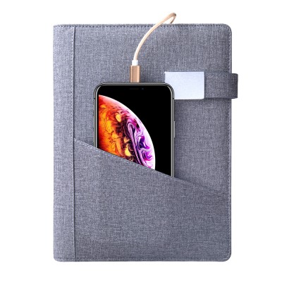 China Product High-end Custom Built-in Power Bank Diary Planner Notebook with Phone Charger