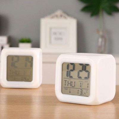 Hot Sell Plastic Mini Led 7 Color Change Digital Alarm Clock for Kids